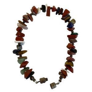 Bracelet Vintage Semi Precious Stones Earth Tone BOHO Bohemian 8"